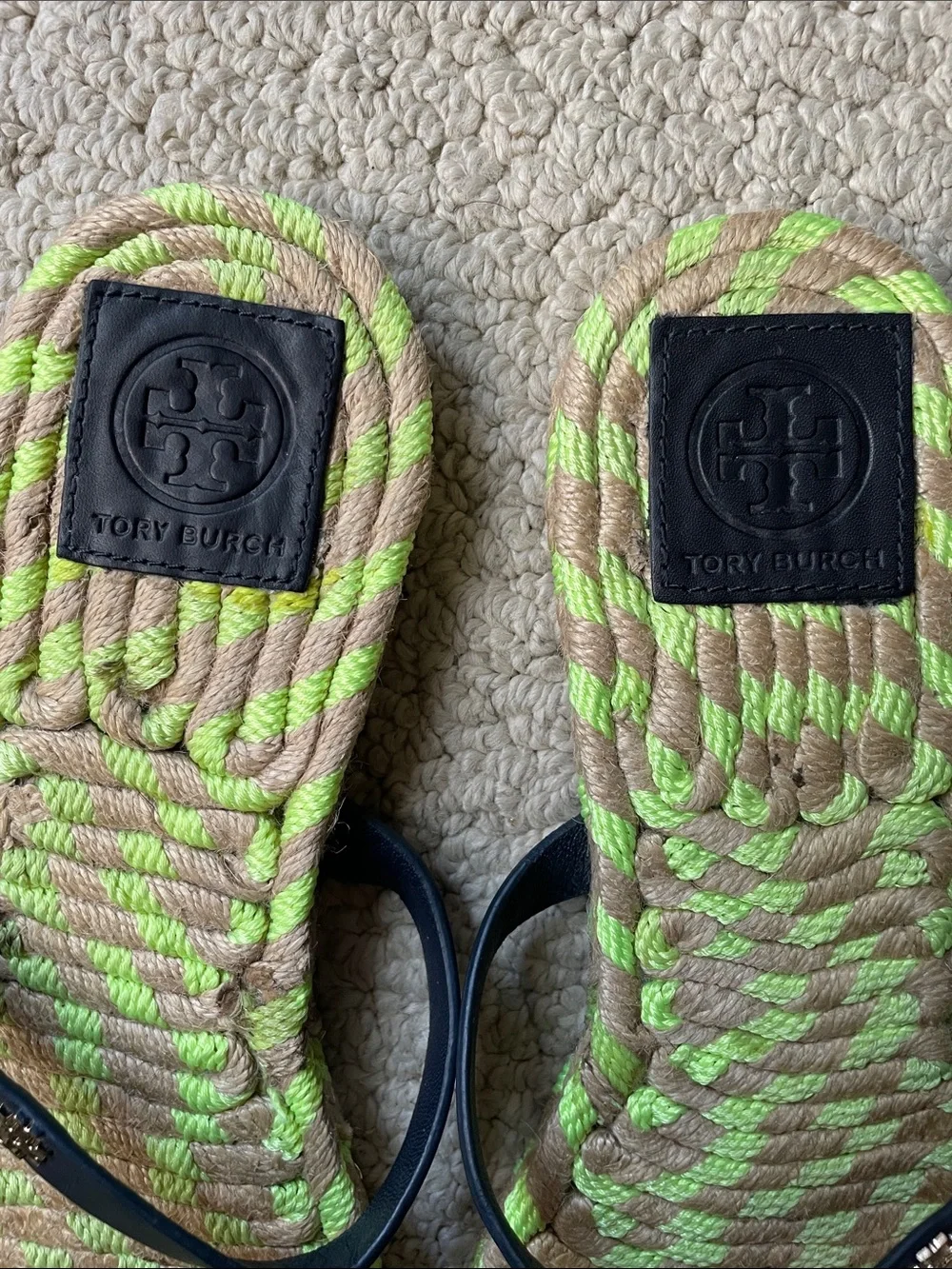 Tory Burch Double Black Leather Strap Sandals
